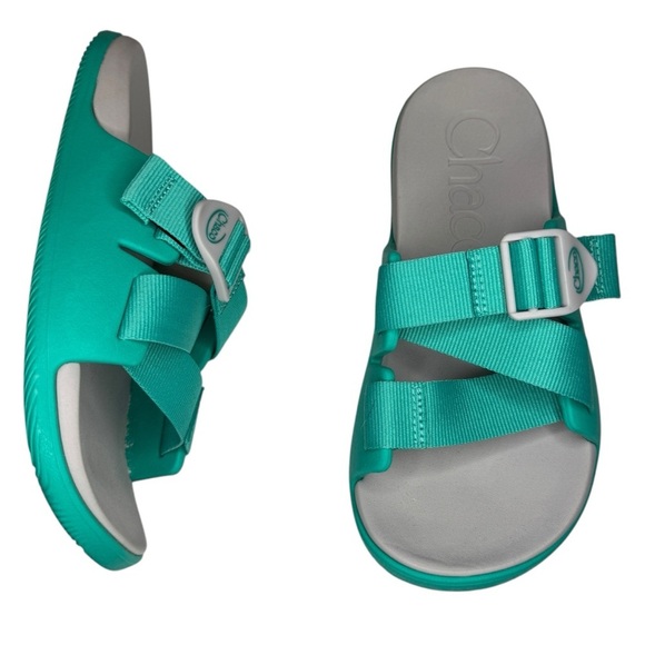 Chaco Chillos Adjustable Slides teal green blue slip on adjustable womens US 5 - Picture 1 of 11
